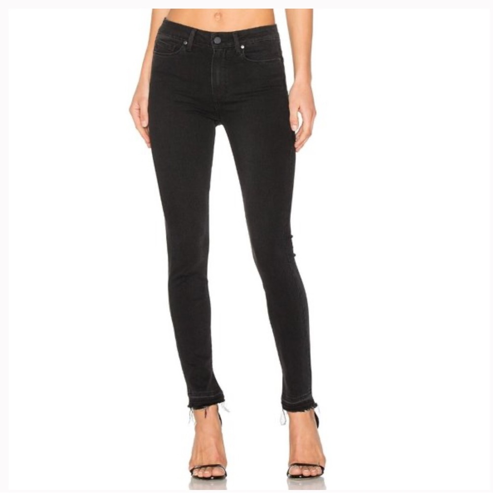 Paige x Rosie HW Madeline raw hem skinny jeans in Black Dusk, size 24